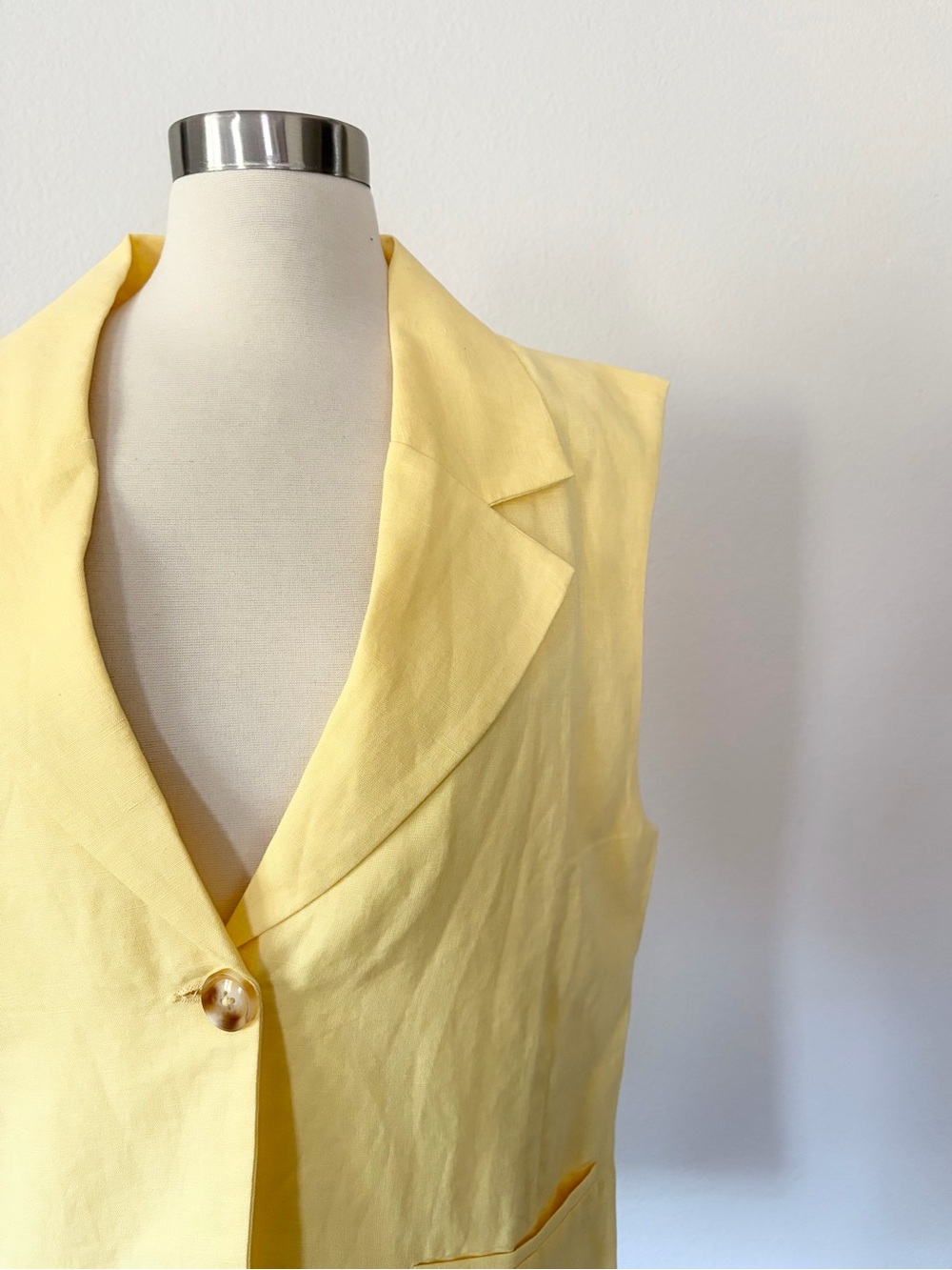 L Space NWT San Marco Cotton Linen Vest Daisy Yellow Large L - Picture 4 of 6
